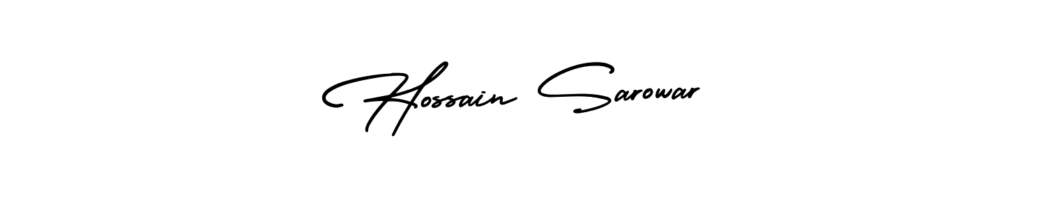 You should practise on your own different ways (AmerikaSignatureDemo-Regular) to write your name (Hossain Sarowar) in signature. don't let someone else do it for you. Hossain Sarowar signature style 3 images and pictures png