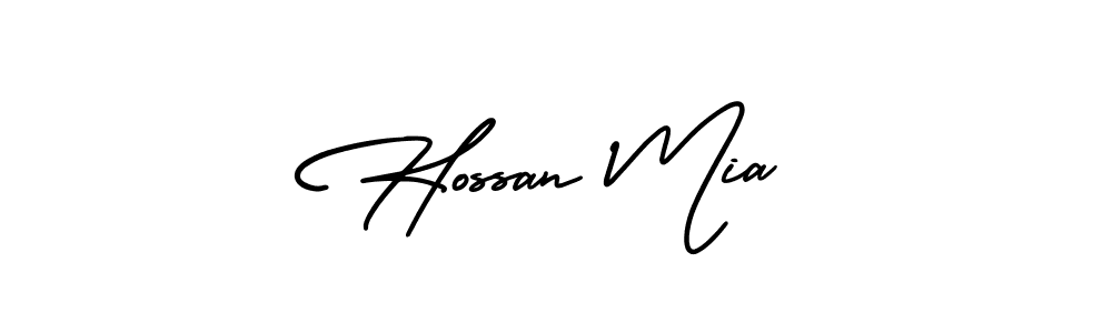 How to make Hossan Mia name signature. Use AmerikaSignatureDemo-Regular style for creating short signs online. This is the latest handwritten sign. Hossan Mia signature style 3 images and pictures png