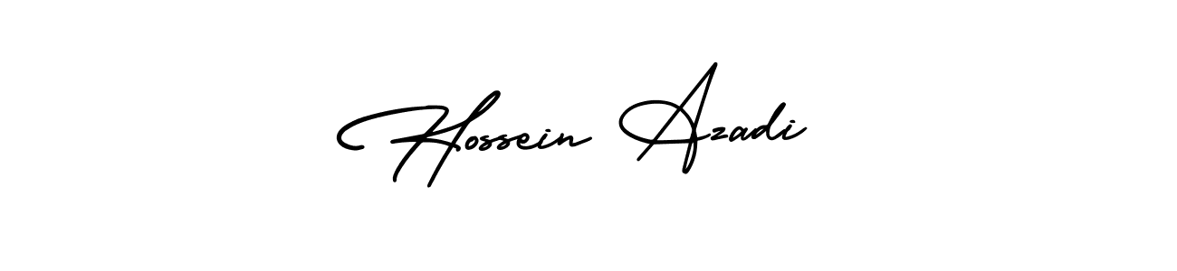 You should practise on your own different ways (AmerikaSignatureDemo-Regular) to write your name (Hossein Azadi) in signature. don't let someone else do it for you. Hossein Azadi signature style 3 images and pictures png