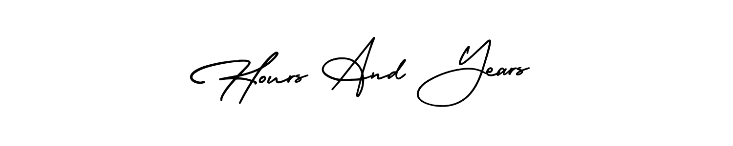if you are searching for the best signature style for your name Hours And Years. so please give up your signature search. here we have designed multiple signature styles  using AmerikaSignatureDemo-Regular. Hours And Years signature style 3 images and pictures png