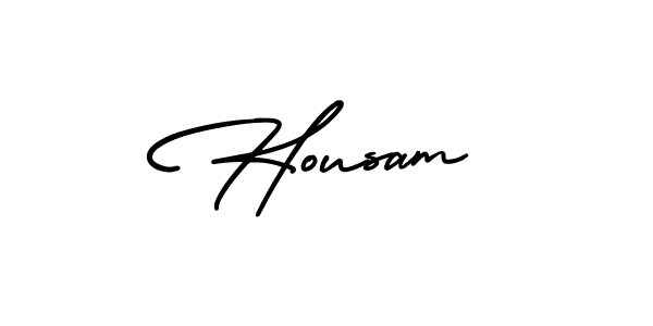 Housam stylish signature style. Best Handwritten Sign (AmerikaSignatureDemo-Regular) for my name. Handwritten Signature Collection Ideas for my name Housam. Housam signature style 3 images and pictures png