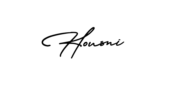The best way (AmerikaSignatureDemo-Regular) to make a short signature is to pick only two or three words in your name. The name Housni include a total of six letters. For converting this name. Housni signature style 3 images and pictures png