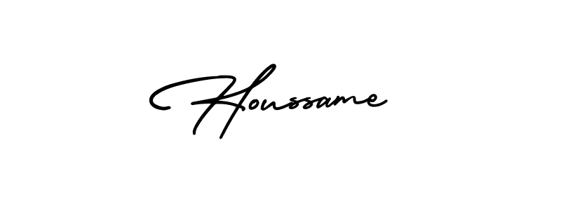 Design your own signature with our free online signature maker. With this signature software, you can create a handwritten (AmerikaSignatureDemo-Regular) signature for name Houssame. Houssame signature style 3 images and pictures png