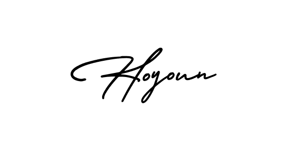 Make a beautiful signature design for name Hoyoun. With this signature (AmerikaSignatureDemo-Regular) style, you can create a handwritten signature for free. Hoyoun signature style 3 images and pictures png