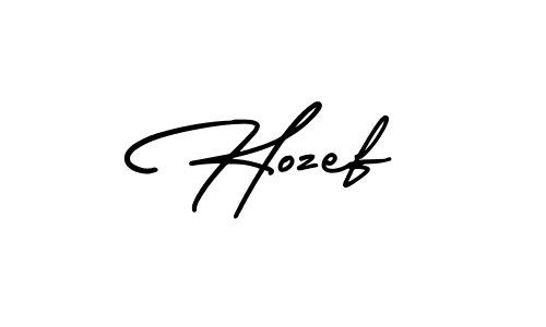How to make Hozef name signature. Use AmerikaSignatureDemo-Regular style for creating short signs online. This is the latest handwritten sign. Hozef signature style 3 images and pictures png
