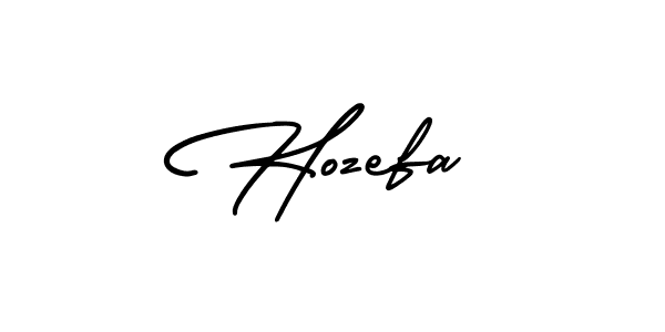 Use a signature maker to create a handwritten signature online. With this signature software, you can design (AmerikaSignatureDemo-Regular) your own signature for name Hozefa. Hozefa signature style 3 images and pictures png