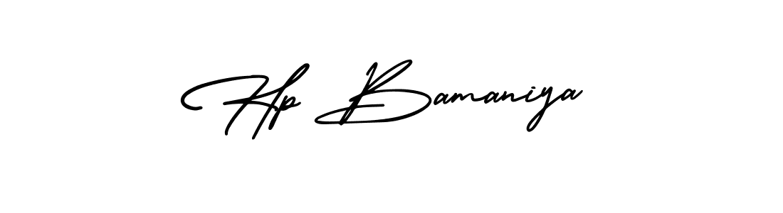 You should practise on your own different ways (AmerikaSignatureDemo-Regular) to write your name (Hp Bamaniya) in signature. don't let someone else do it for you. Hp Bamaniya signature style 3 images and pictures png