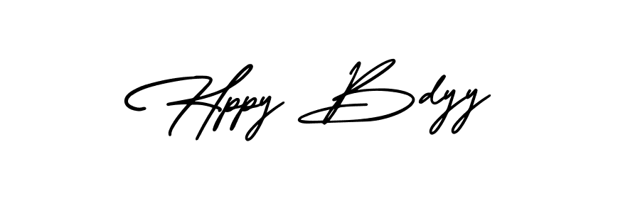 How to make Hppy Bdyy name signature. Use AmerikaSignatureDemo-Regular style for creating short signs online. This is the latest handwritten sign. Hppy Bdyy signature style 3 images and pictures png