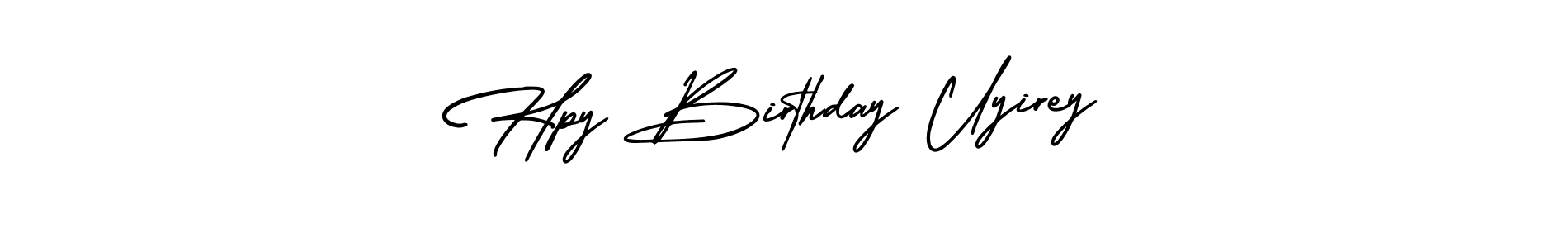 You should practise on your own different ways (AmerikaSignatureDemo-Regular) to write your name (Hpy Birthday Uyirey) in signature. don't let someone else do it for you. Hpy Birthday Uyirey signature style 3 images and pictures png