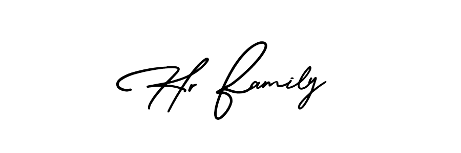 How to make Hr Family name signature. Use AmerikaSignatureDemo-Regular style for creating short signs online. This is the latest handwritten sign. Hr Family signature style 3 images and pictures png