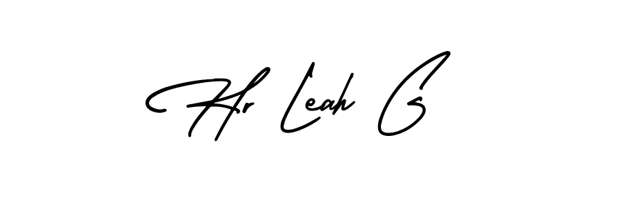 This is the best signature style for the Hr Leah G name. Also you like these signature font (AmerikaSignatureDemo-Regular). Mix name signature. Hr Leah G signature style 3 images and pictures png