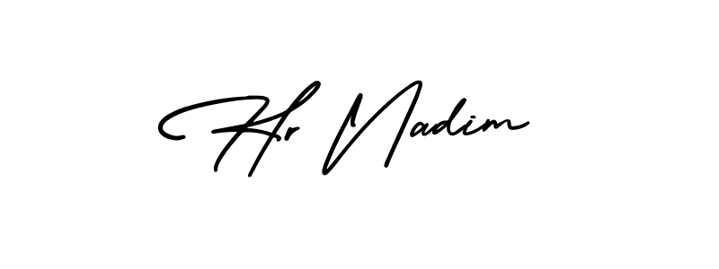 It looks lik you need a new signature style for name Hr Nadim. Design unique handwritten (AmerikaSignatureDemo-Regular) signature with our free signature maker in just a few clicks. Hr Nadim signature style 3 images and pictures png