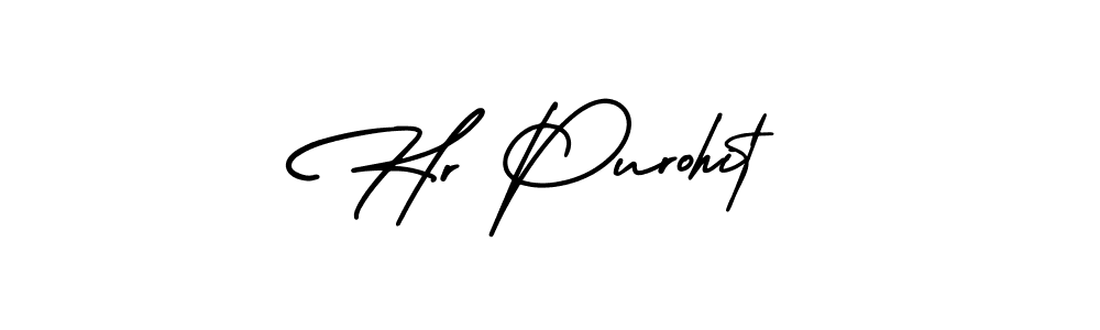 How to make Hr Purohit name signature. Use AmerikaSignatureDemo-Regular style for creating short signs online. This is the latest handwritten sign. Hr Purohit signature style 3 images and pictures png