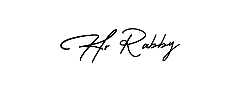 Also You can easily find your signature by using the search form. We will create Hr Rabby name handwritten signature images for you free of cost using AmerikaSignatureDemo-Regular sign style. Hr Rabby signature style 3 images and pictures png