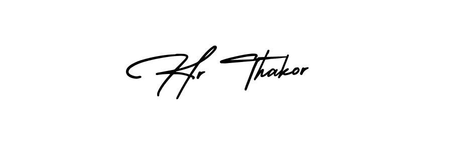 Use a signature maker to create a handwritten signature online. With this signature software, you can design (AmerikaSignatureDemo-Regular) your own signature for name Hr Thakor. Hr Thakor signature style 3 images and pictures png