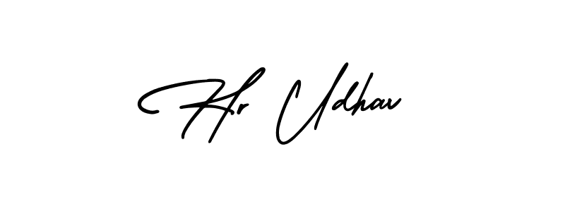 The best way (AmerikaSignatureDemo-Regular) to make a short signature is to pick only two or three words in your name. The name Hr Udhav include a total of six letters. For converting this name. Hr Udhav signature style 3 images and pictures png