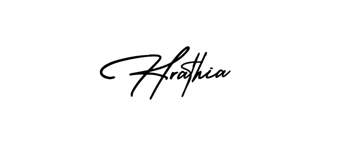 How to make Hrathia name signature. Use AmerikaSignatureDemo-Regular style for creating short signs online. This is the latest handwritten sign. Hrathia signature style 3 images and pictures png