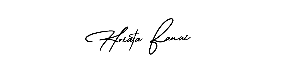 How to make Hriata Fanai name signature. Use AmerikaSignatureDemo-Regular style for creating short signs online. This is the latest handwritten sign. Hriata Fanai signature style 3 images and pictures png