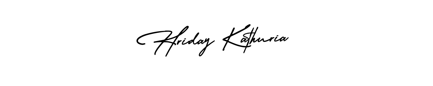 How to make Hriday Kathuria name signature. Use AmerikaSignatureDemo-Regular style for creating short signs online. This is the latest handwritten sign. Hriday Kathuria signature style 3 images and pictures png