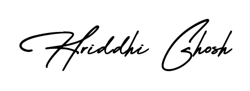 A modern signature idea for name Hriddhi Ghosh using AmerikaSignatureDemo-Regular font. Clean strokes and elegant curves make it stand out instantly. Hriddhi Ghosh signature style 3 images and pictures png