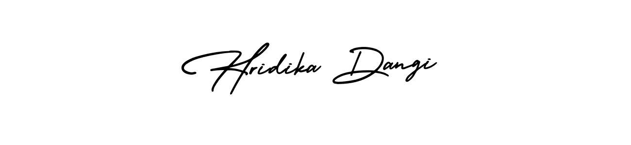 You should practise on your own different ways (AmerikaSignatureDemo-Regular) to write your name (Hridika Dangi) in signature. don't let someone else do it for you. Hridika Dangi signature style 3 images and pictures png
