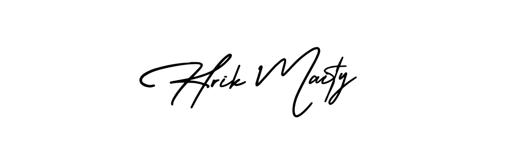This is the best signature style for the Hrik Maity name. Also you like these signature font (AmerikaSignatureDemo-Regular). Mix name signature. Hrik Maity signature style 3 images and pictures png
