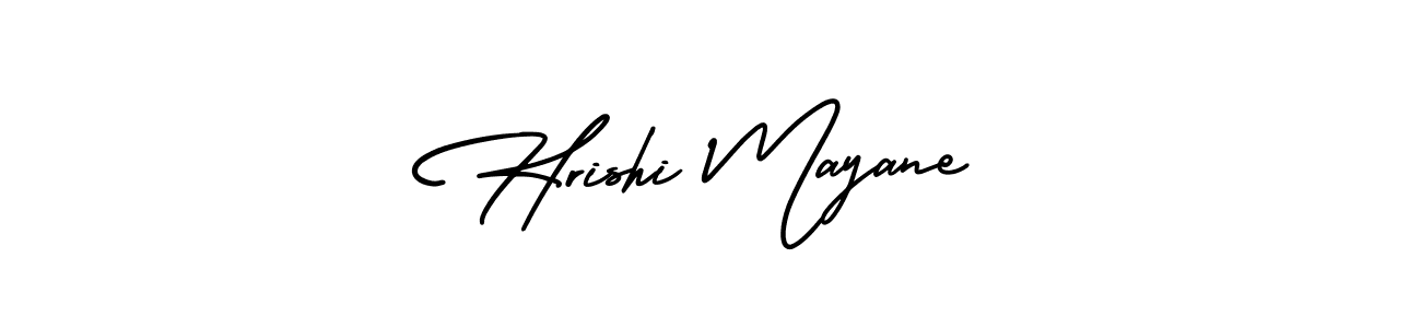 The best way (AmerikaSignatureDemo-Regular) to make a short signature is to pick only two or three words in your name. The name Hrishi Mayane include a total of six letters. For converting this name. Hrishi Mayane signature style 3 images and pictures png