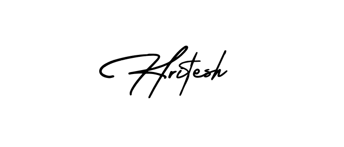 How to make Hritesh name signature. Use AmerikaSignatureDemo-Regular style for creating short signs online. This is the latest handwritten sign. Hritesh signature style 3 images and pictures png