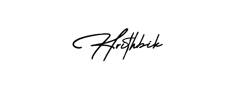 The best way (AmerikaSignatureDemo-Regular) to make a short signature is to pick only two or three words in your name. The name Hrithbik include a total of six letters. For converting this name. Hrithbik signature style 3 images and pictures png