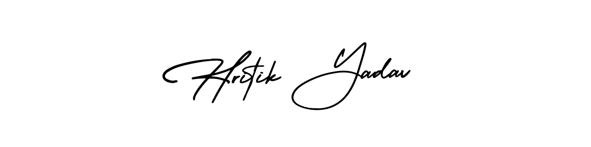 How to make Hritik Yadav name signature. Use AmerikaSignatureDemo-Regular style for creating short signs online. This is the latest handwritten sign. Hritik Yadav signature style 3 images and pictures png