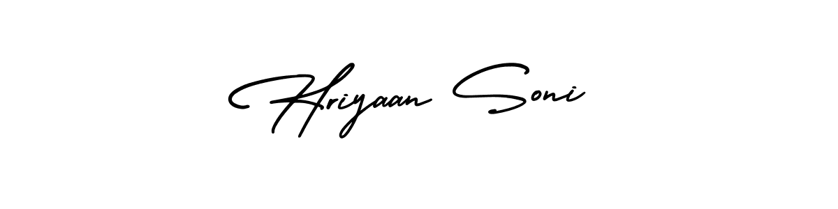 You should practise on your own different ways (AmerikaSignatureDemo-Regular) to write your name (Hriyaan Soni) in signature. don't let someone else do it for you. Hriyaan Soni signature style 3 images and pictures png