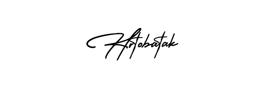 You should practise on your own different ways (AmerikaSignatureDemo-Regular) to write your name (Hrtobatak) in signature. don't let someone else do it for you. Hrtobatak signature style 3 images and pictures png
