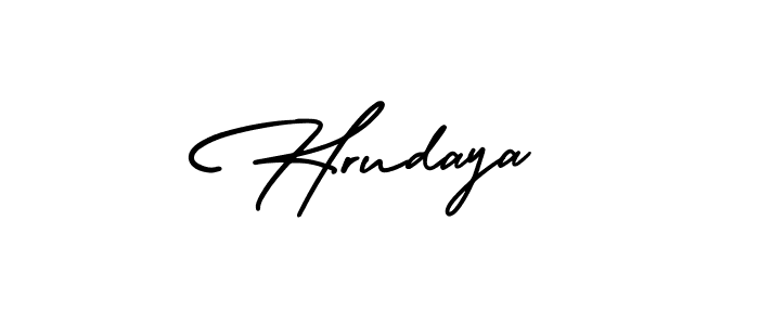 It looks lik you need a new signature style for name Hrudaya. Design unique handwritten (AmerikaSignatureDemo-Regular) signature with our free signature maker in just a few clicks. Hrudaya signature style 3 images and pictures png