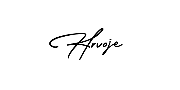 The best way (AmerikaSignatureDemo-Regular) to make a short signature is to pick only two or three words in your name. The name Hrvoje include a total of six letters. For converting this name. Hrvoje signature style 3 images and pictures png