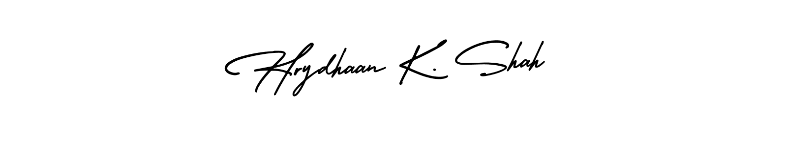 if you are searching for the best signature style for your name Hrydhaan K. Shah. so please give up your signature search. here we have designed multiple signature styles  using AmerikaSignatureDemo-Regular. Hrydhaan K. Shah signature style 3 images and pictures png