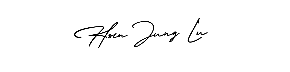 This is the best signature style for the Hsin Jung Lu name. Also you like these signature font (AmerikaSignatureDemo-Regular). Mix name signature. Hsin Jung Lu signature style 3 images and pictures png