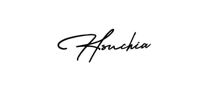 You should practise on your own different ways (AmerikaSignatureDemo-Regular) to write your name (Hsuchia) in signature. don't let someone else do it for you. Hsuchia signature style 3 images and pictures png