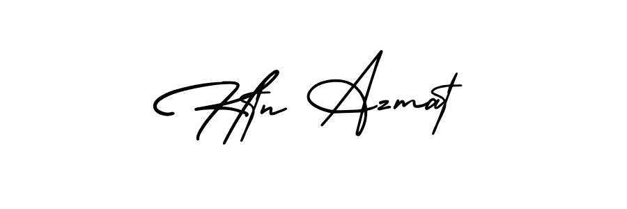 You should practise on your own different ways (AmerikaSignatureDemo-Regular) to write your name (Htn Azmat) in signature. don't let someone else do it for you. Htn Azmat signature style 3 images and pictures png
