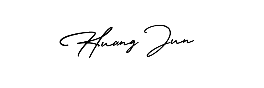 Huang Jun stylish signature style. Best Handwritten Sign (AmerikaSignatureDemo-Regular) for my name. Handwritten Signature Collection Ideas for my name Huang Jun. Huang Jun signature style 3 images and pictures png