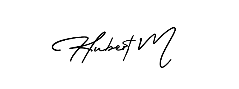 The best way (AmerikaSignatureDemo-Regular) to make a short signature is to pick only two or three words in your name. The name Hubert M include a total of six letters. For converting this name. Hubert M signature style 3 images and pictures png