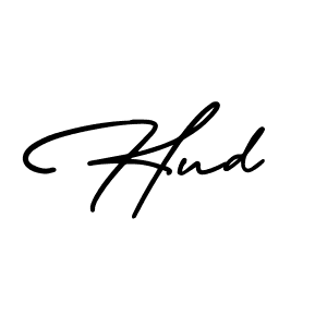 Make a beautiful signature design for name Hud. With this signature (AmerikaSignatureDemo-Regular) style, you can create a handwritten signature for free. Hud signature style 3 images and pictures png