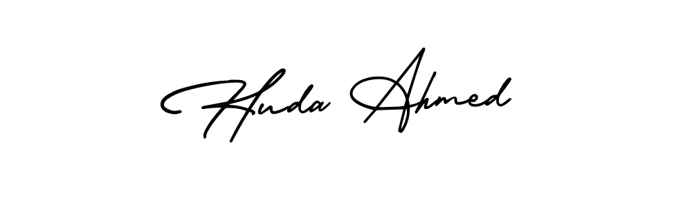 How to make Huda Ahmed name signature. Use AmerikaSignatureDemo-Regular style for creating short signs online. This is the latest handwritten sign. Huda Ahmed signature style 3 images and pictures png