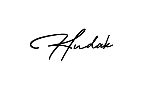 Make a beautiful signature design for name Hudak. With this signature (AmerikaSignatureDemo-Regular) style, you can create a handwritten signature for free. Hudak signature style 3 images and pictures png