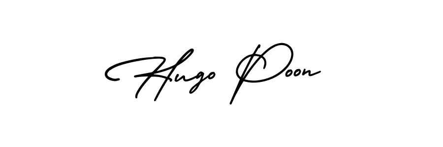 Hugo Poon stylish signature style. Best Handwritten Sign (AmerikaSignatureDemo-Regular) for my name. Handwritten Signature Collection Ideas for my name Hugo Poon. Hugo Poon signature style 3 images and pictures png