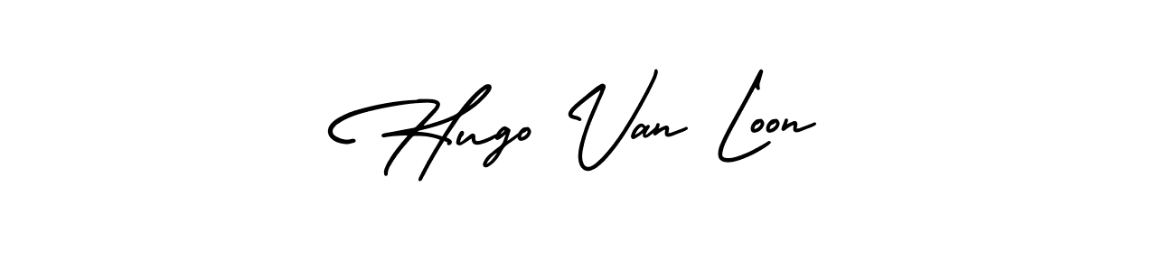 You should practise on your own different ways (AmerikaSignatureDemo-Regular) to write your name (Hugo Van Loon) in signature. don't let someone else do it for you. Hugo Van Loon signature style 3 images and pictures png