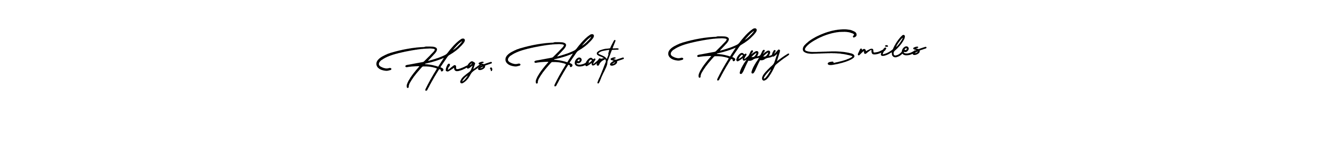 Create a beautiful signature design for name Hugs, Hearts   Happy Smiles. With this signature (AmerikaSignatureDemo-Regular) fonts, you can make a handwritten signature for free. Hugs, Hearts   Happy Smiles signature style 3 images and pictures png