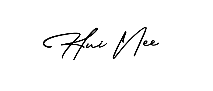 You should practise on your own different ways (AmerikaSignatureDemo-Regular) to write your name (Hui Nee) in signature. don't let someone else do it for you. Hui Nee signature style 3 images and pictures png