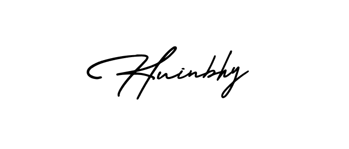 The best way (AmerikaSignatureDemo-Regular) to make a short signature is to pick only two or three words in your name. The name Huinbhy include a total of six letters. For converting this name. Huinbhy signature style 3 images and pictures png