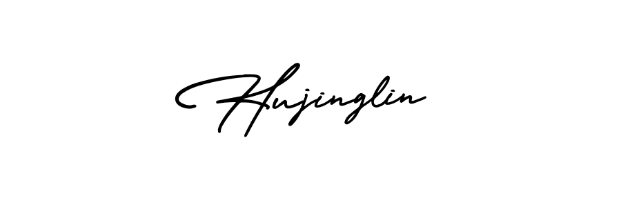 The best way (AmerikaSignatureDemo-Regular) to make a short signature is to pick only two or three words in your name. The name Hujinglin include a total of six letters. For converting this name. Hujinglin signature style 3 images and pictures png