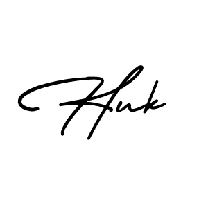 Use a signature maker to create a handwritten signature online. With this signature software, you can design (AmerikaSignatureDemo-Regular) your own signature for name Huk. Huk signature style 3 images and pictures png
